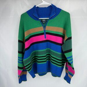 Maeve Anthropologie Women M Montana Sweater 1/4 Zip Pullover Colorful Stripes
